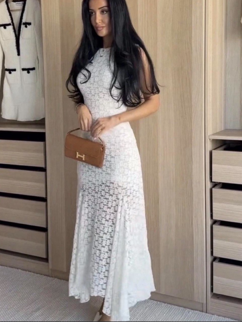 Zara White Lace Maxi Dress